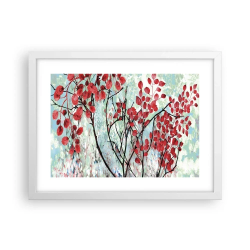 Plakát v bílém rámu - Strom v šarlatové - 40x30 cm