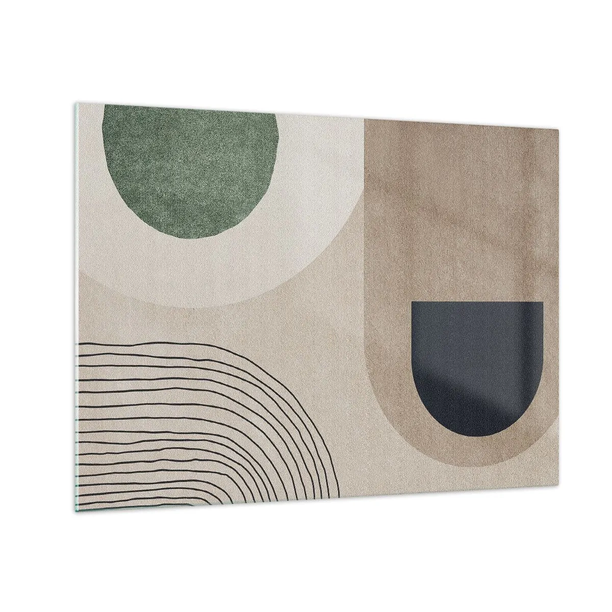 Obraz na skle - Abstraktní geometrické obrazce v tlumených barvách - 70x50cm - Něžnost oválu - Moderní nástěnná dekorace do obývacího pokoje a ložnice ARTTOR