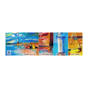 Vzor Fototapety Premium Canvas - Odpoledne v duhové zátoce - Rybářský přístav, Rybářská loď, Maják - 100x30 cm
