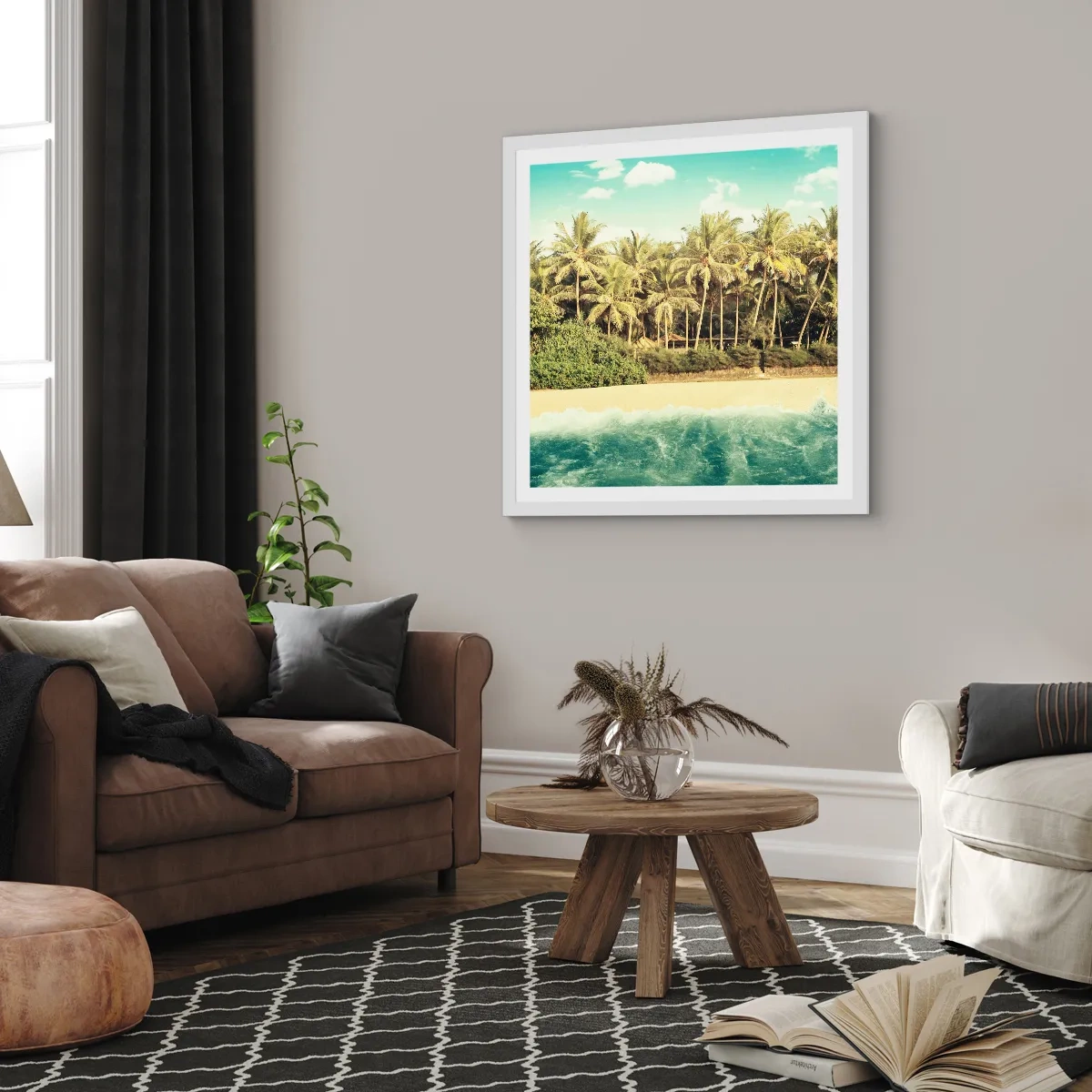 Plakát v bílém rámu - Co třeba tady? - 60x60 cm