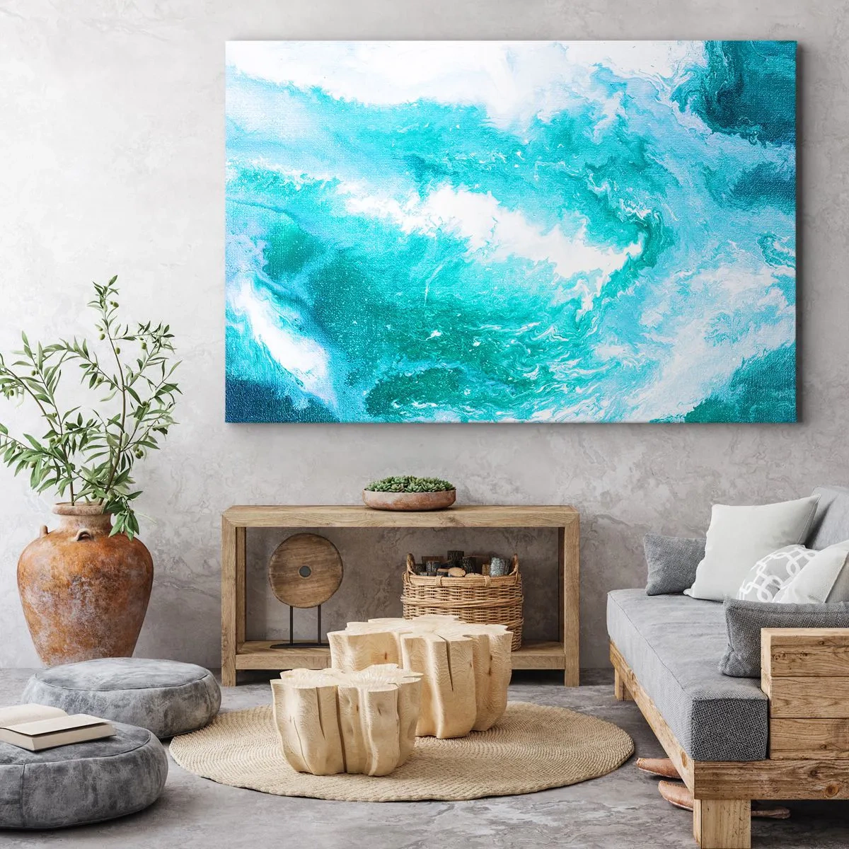Obraz na plátně - Abstraktní vír v odstínech modré - 70x50cm - V jádru živlu - Moderní nástěnná dekorace do obývacího pokoje a ložnice ARTTOR