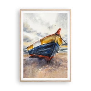 Plakát v rámu světlý dub - Odpočinek na břehu - 70x100 cm