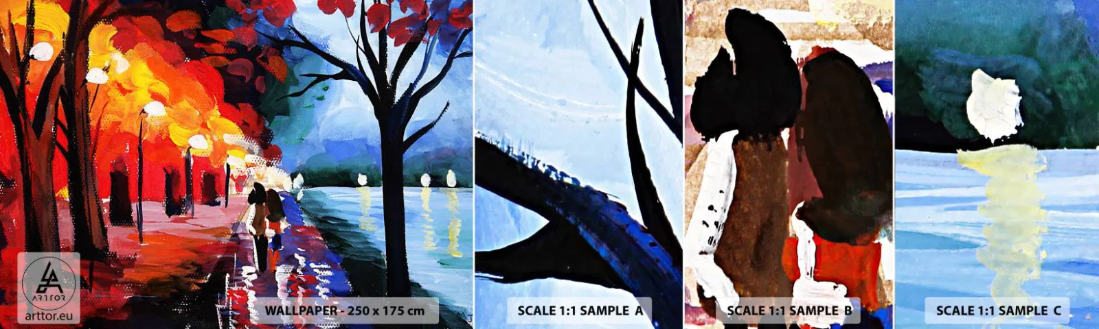 Fototapeta Vzorek Standard Eco - Žhavý podzim v parku - Abstrakce, Krajina, Park Alley - 100x30 cm