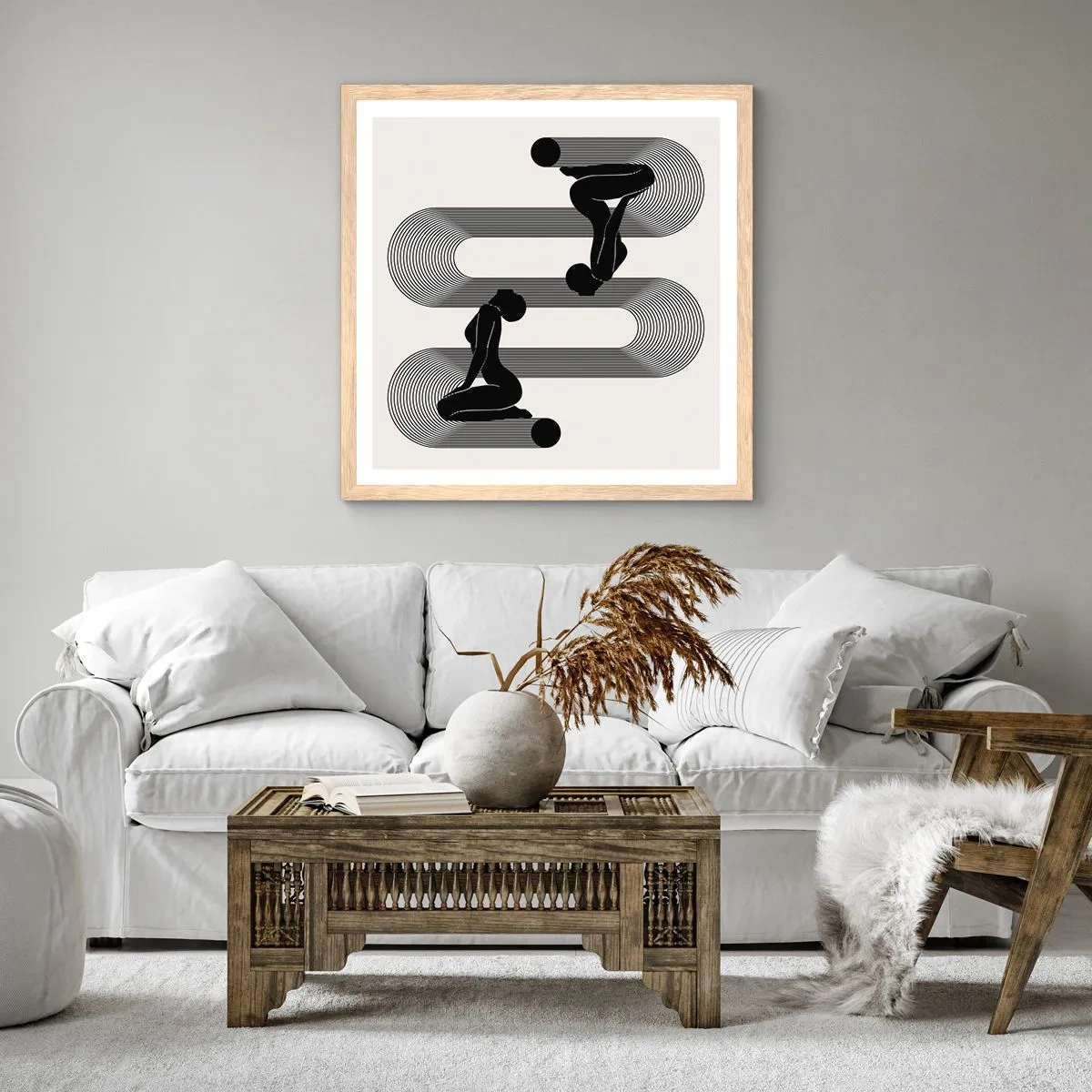 Plakát v rámu světlý dub - Smyslná symetrie - 50x50 cm