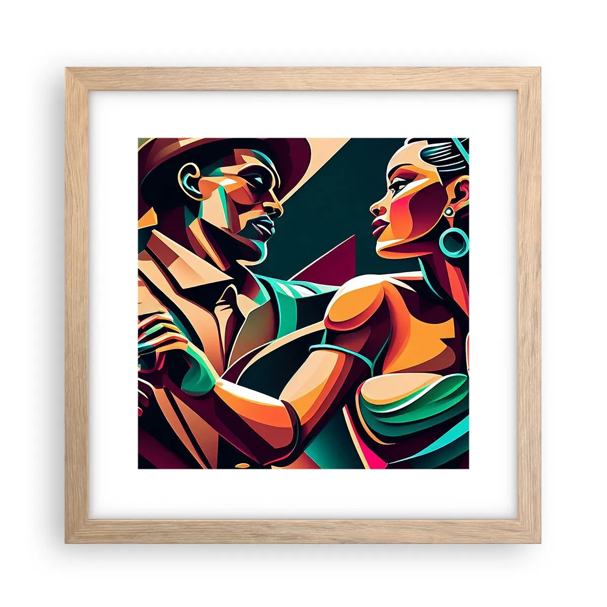 Plakát v rámu světlý dub - V rytmu srdce - 30x30 cm