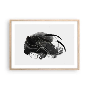 Plakát v rámu světlý dub - Upletené z černé - 70x50 cm
