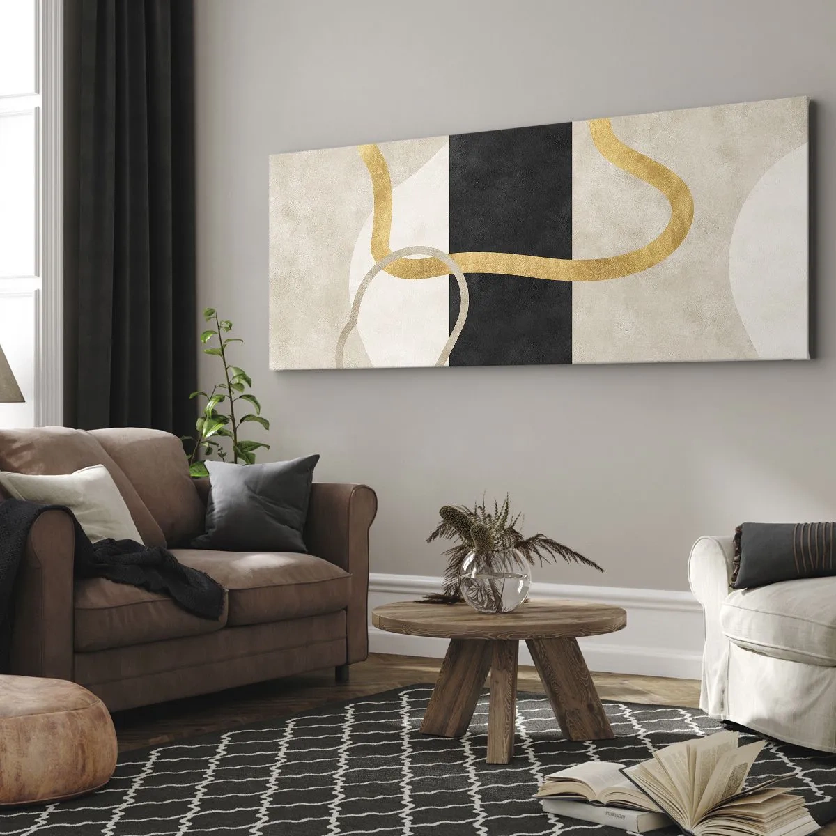 Obraz na plátně - Tvary ve smyčce - 100x40 cm