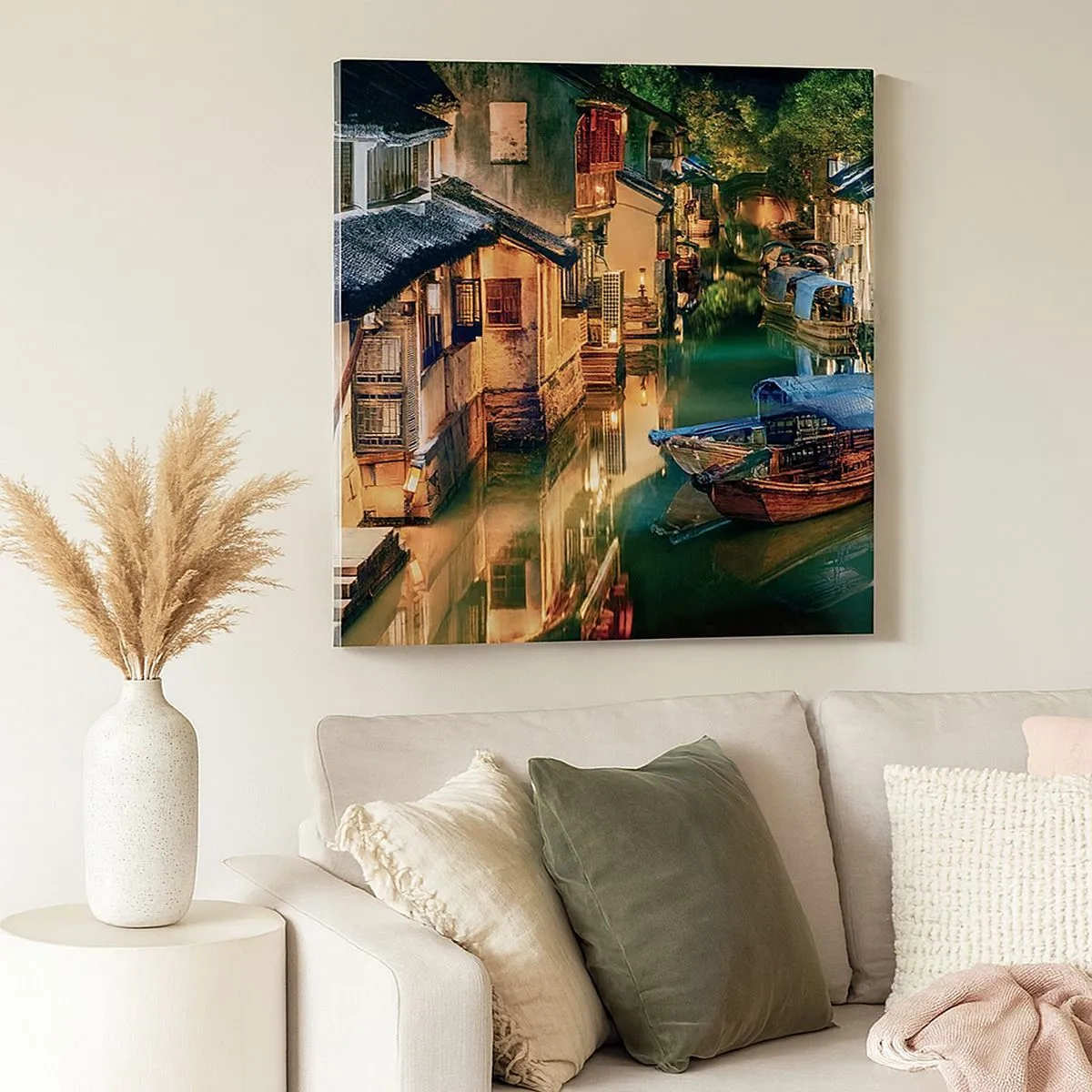 Obraz na plátně - Večer na čínské ulici - 30x30 cm