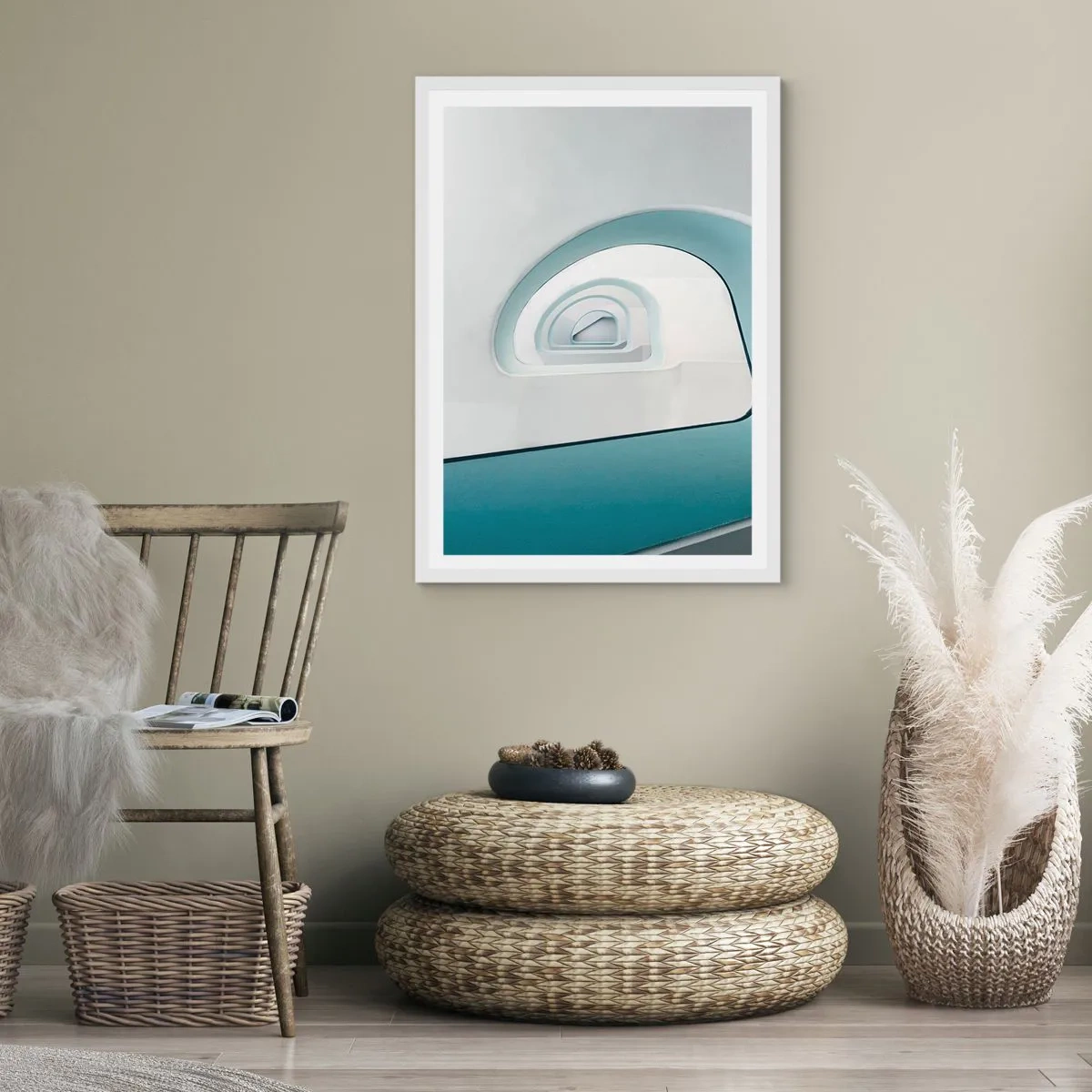 Plakát v bílém rámu - Na dno modré - 70x100 cm