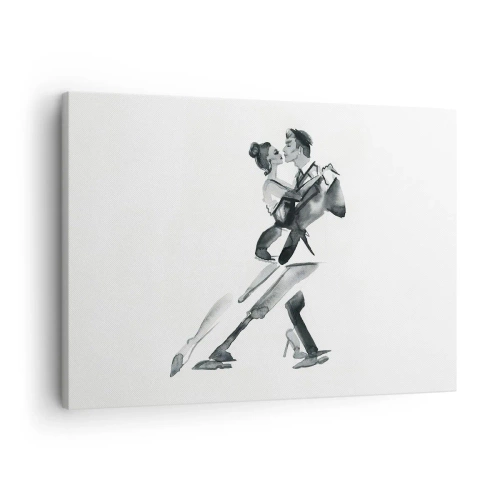 Obraz na plátně - Jemná ilustrace páru tančícího v monochromatickém stylu. - 70x50cm - V jednom rytmu - Moderní nástěnná dekorace do obývacího pokoje a ložnice ARTTOR