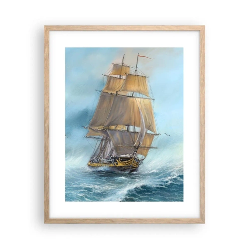 Plakát v rámu světlý dub - Běžící po vlnách - 40x50 cm