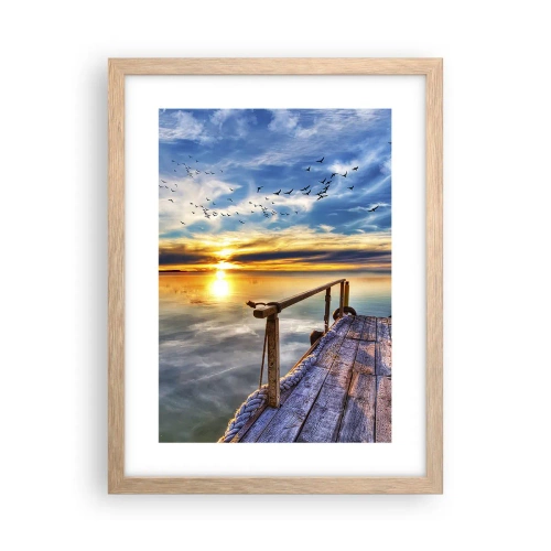 Plakát v rámu světlý dub - Vítr jde odpočívat - 30x40 cm