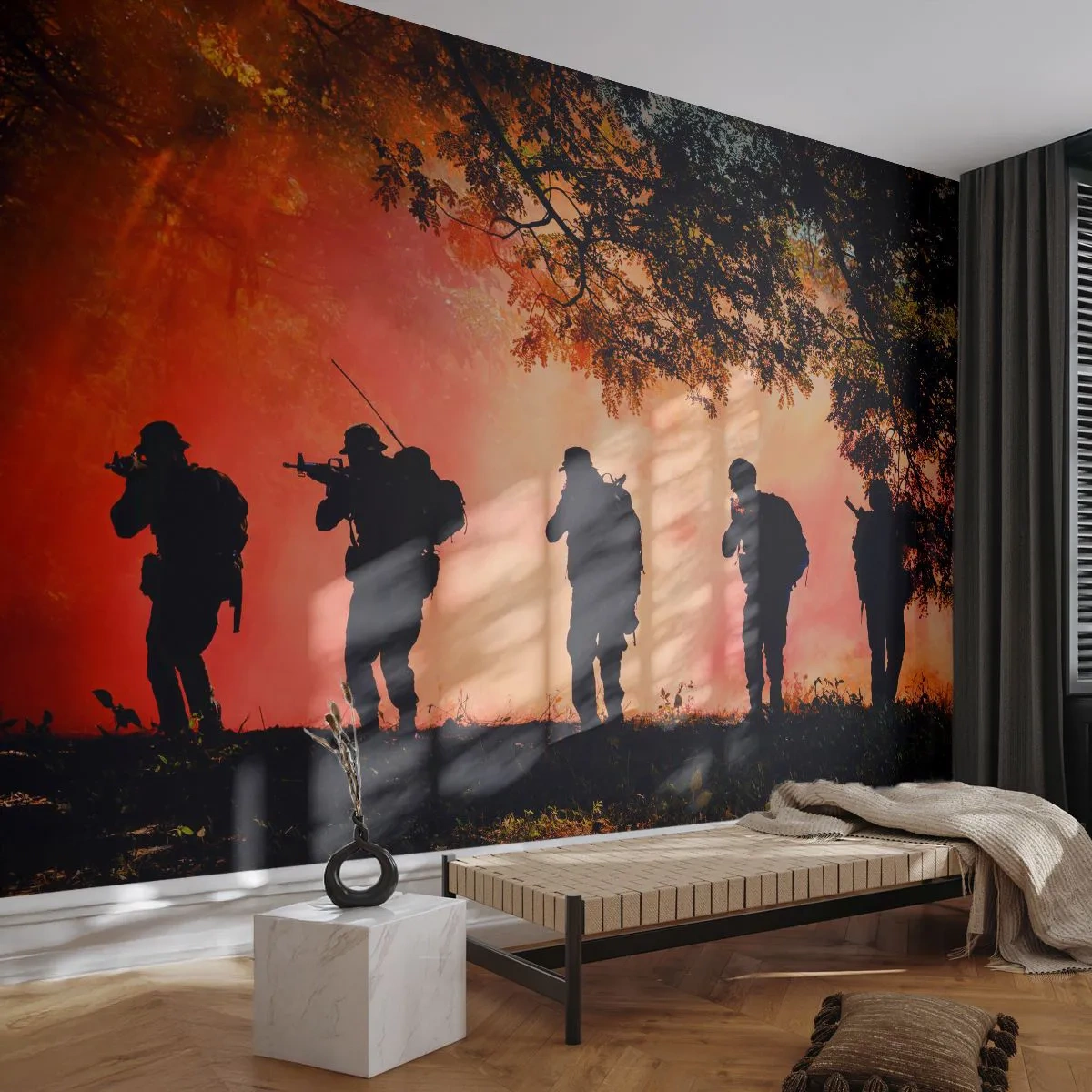 Fototapeta Samolepicí Deluxe Sticker - …Všichni za jednoho. - Voják, Zbraň, Puška - 250x175 cm