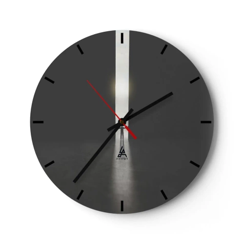 Nástěnné hodiny - Silueta muže v zářivé mezeře v tmavém prostoru - 30x30cm - Krok ke světlé budoucnosti - Moderní nástěnná dekorace do obývacího pokoje, kuchyně a ložnice ARTTOR