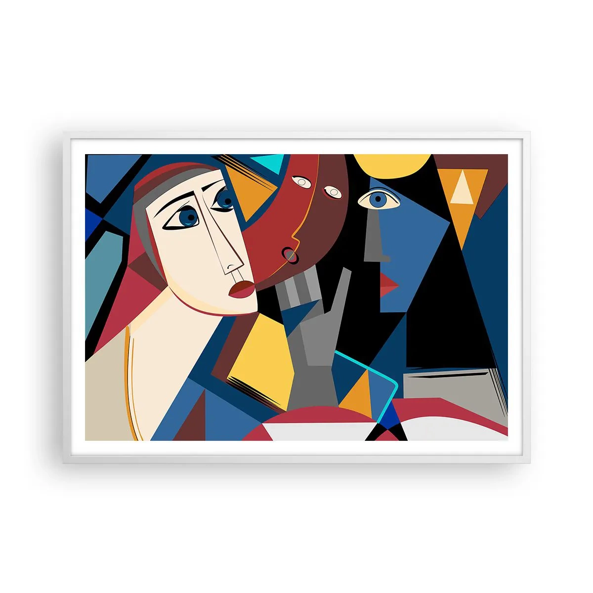 Plakát v bílém rámu - Konverzace kubistů - 100x70 cm