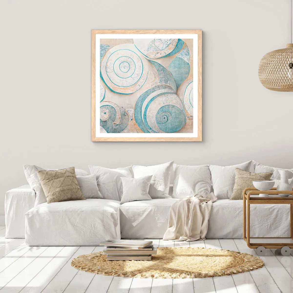 Plakát v rámu světlý dub - Co skrývá mušle? - 50x50 cm