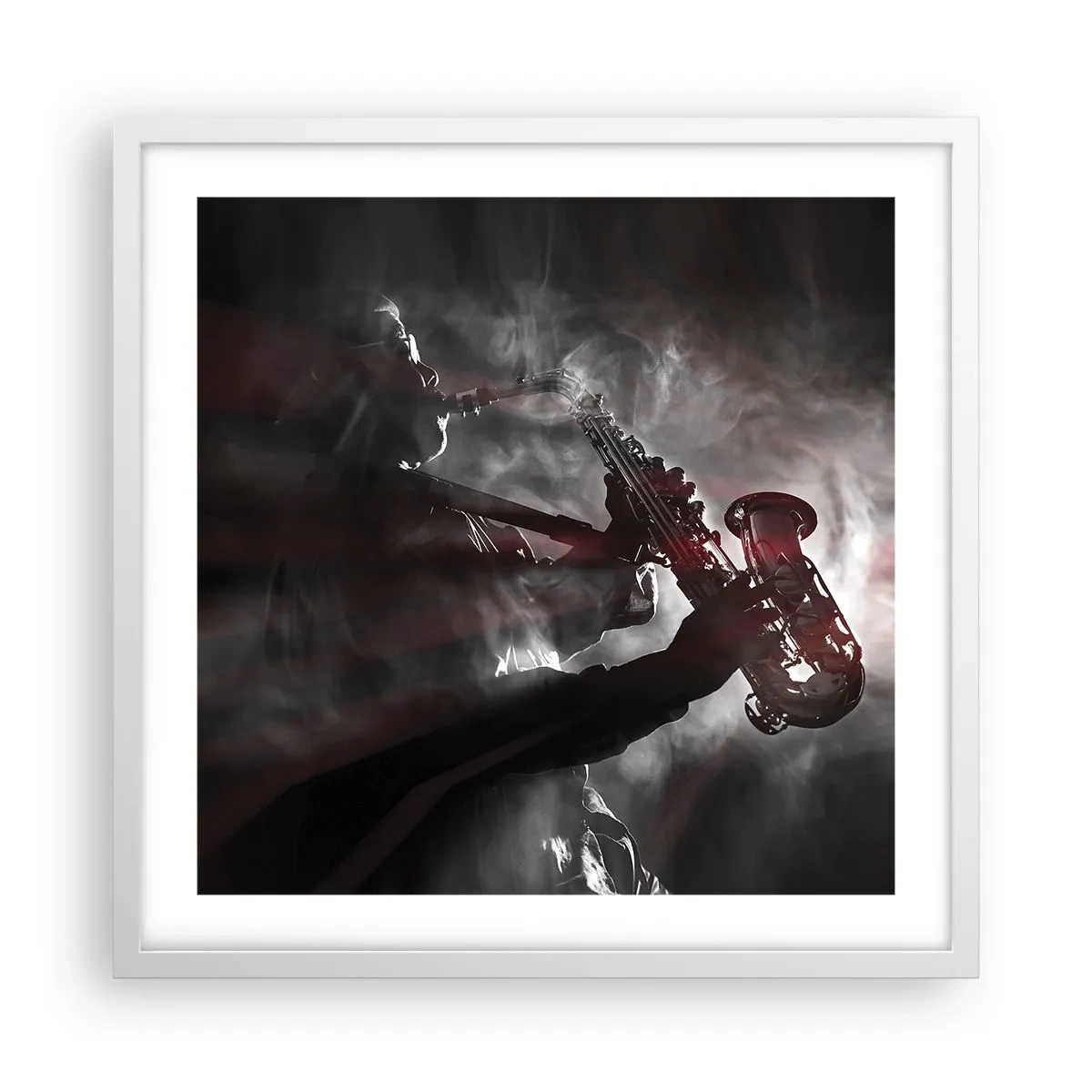 Plakát v bílém rámu - V oparu jazzu - 50x50 cm