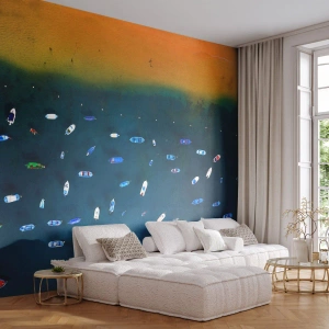 Fototapeta Premium Sand - Prázdninová hra - Lodě, Pláž, Pobřeží - 100x70 cm