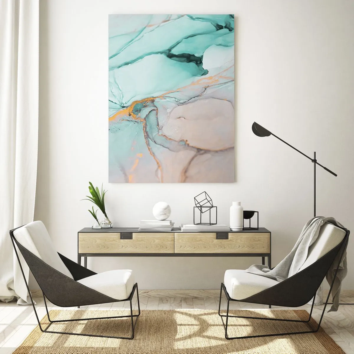Obraz na skle - Tanec tvarů a barev - 50x70 cm