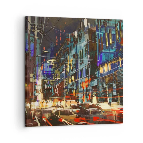 Obraz na plátně - Večerní pouliční ruch - 60x60 cm
