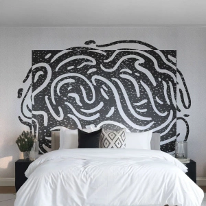 Fototapeta Premium Canvas - Abstrakce: tanec radosti - Boho, Černý a bílý, Minimalismus - 300x210 cm