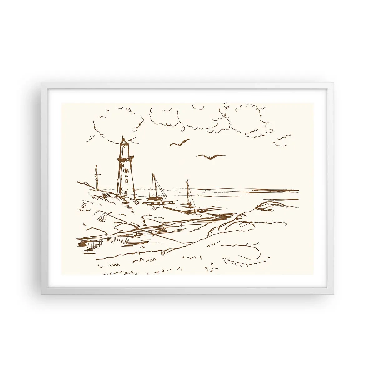 Plakát v bílém rámu - Náčrt letních vzpomínek - 70x50 cm