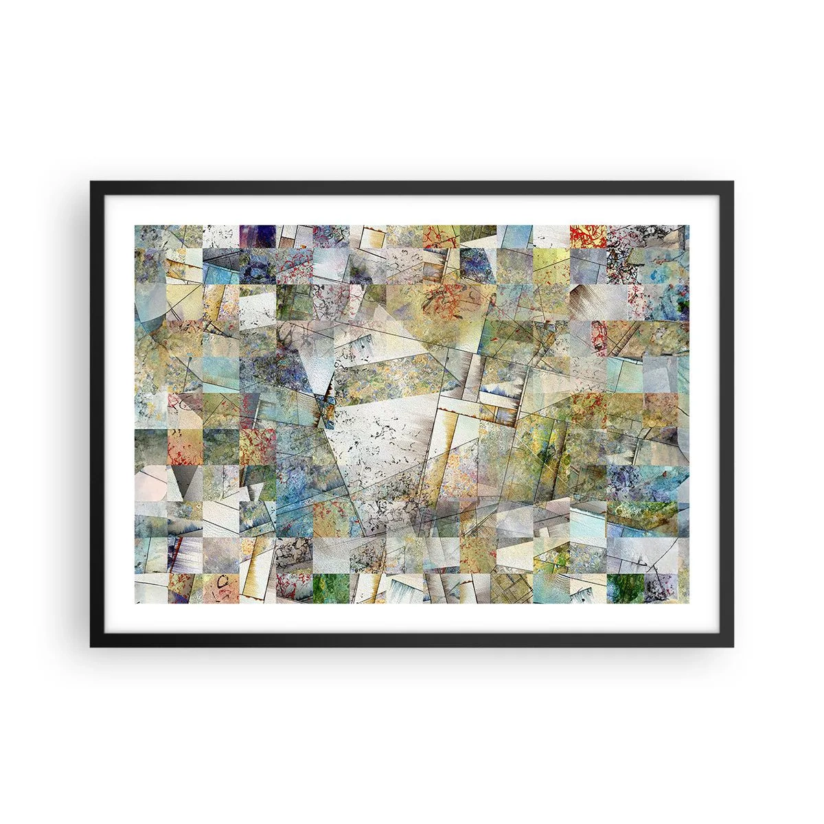 Plakát v černém rámu - Geometrické přeskupení - 70x50 cm