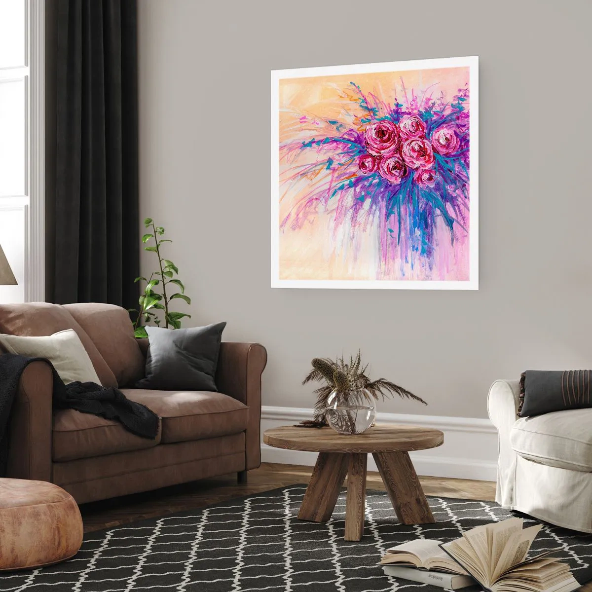 Plakát - Růžová fontána - 50x50 cm