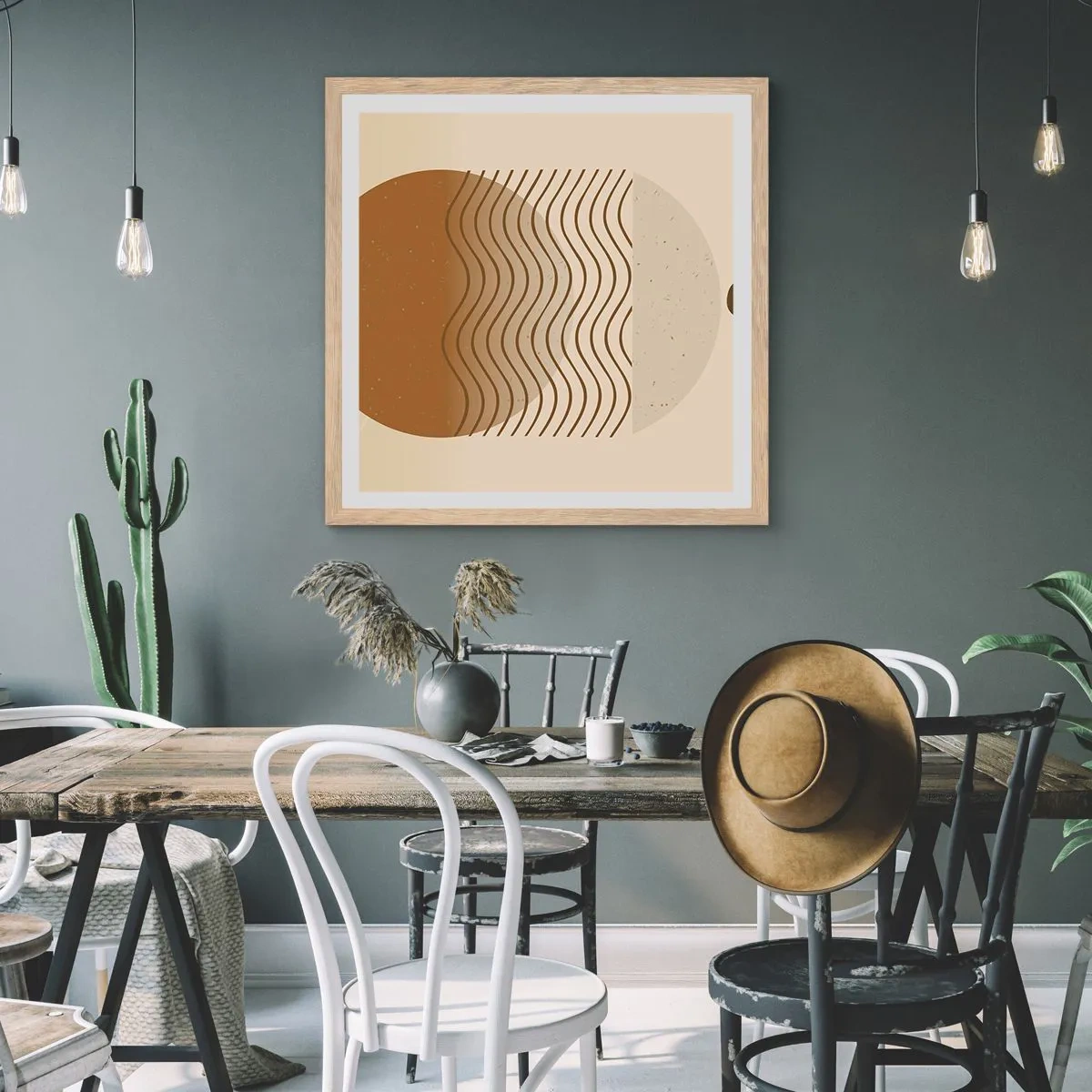 Plakát v rámu světlý dub - O původu geometrických obrazců - 30x30 cm