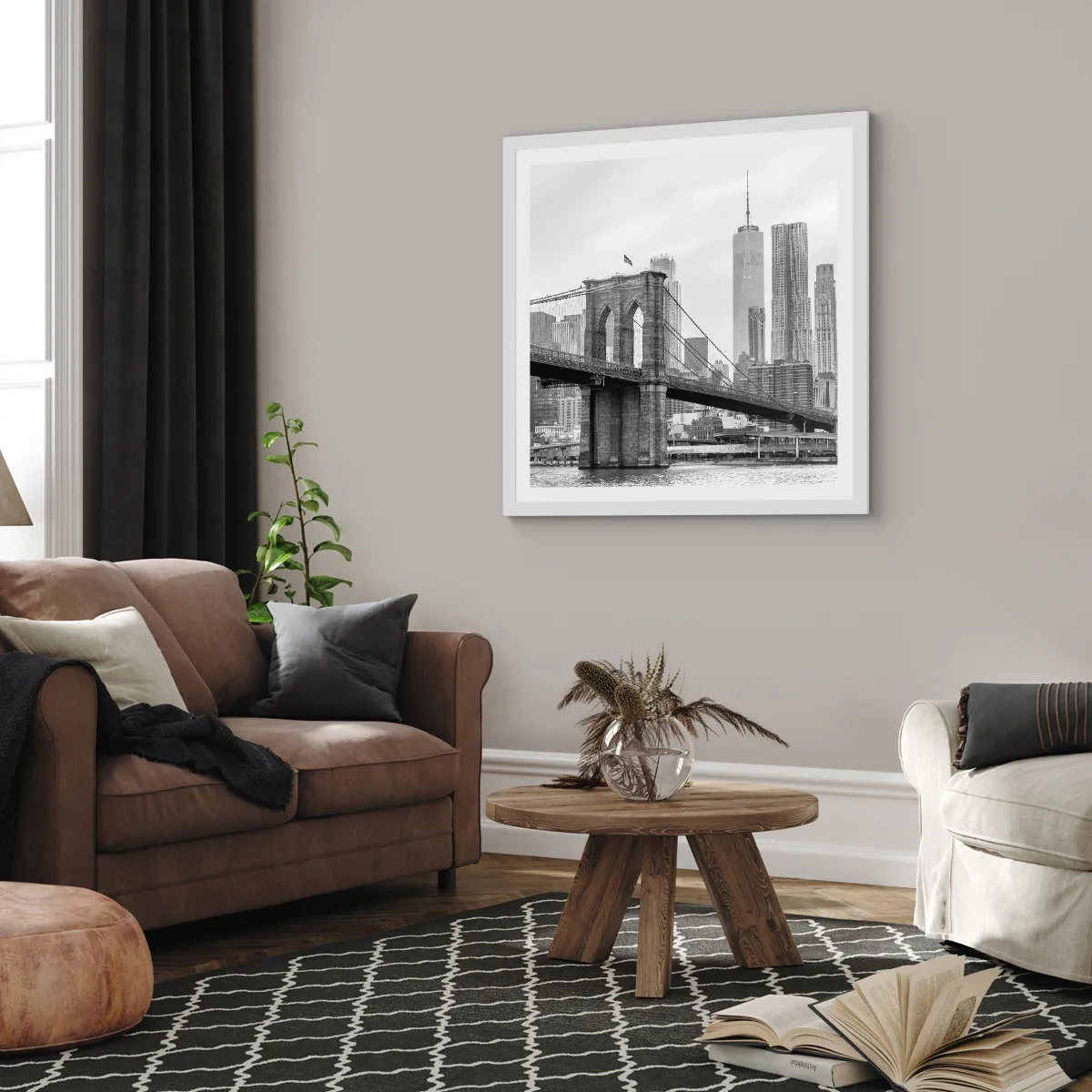 Plakát v bílém rámu - Newyorské zázraky - 50x50 cm