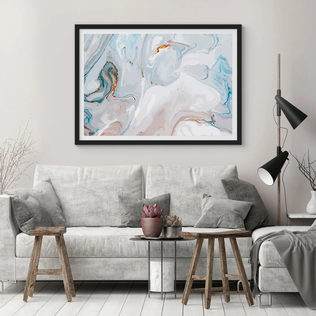 Plakát v černém rámu - Povznesená bílá - 40x30 cm