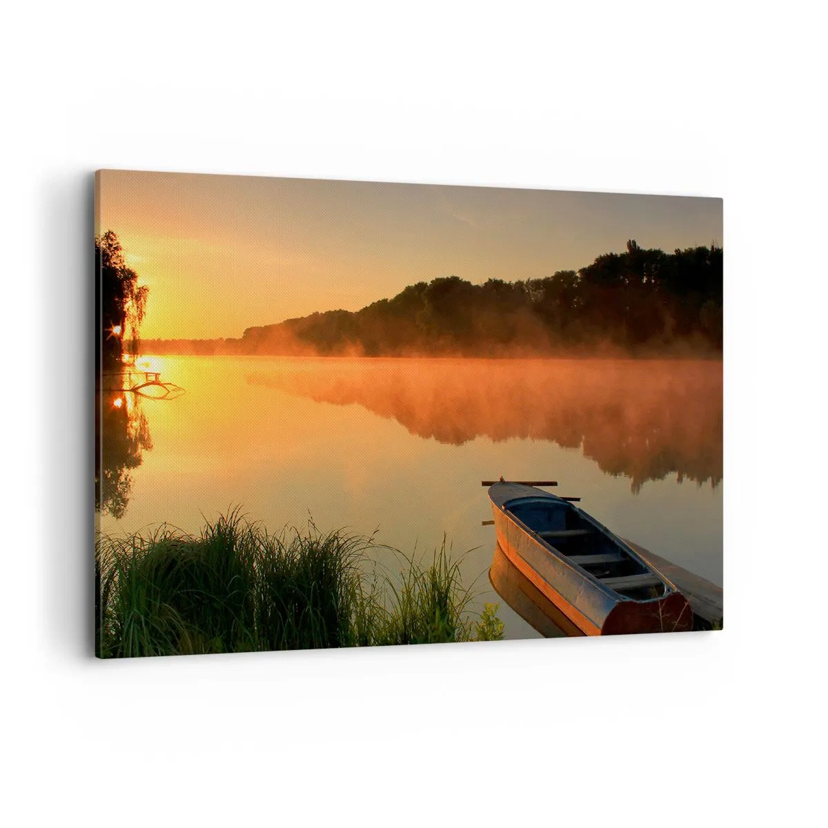Obraz na plátně - Východ slunce u vody jako povrch zrcadla - 100x70 cm