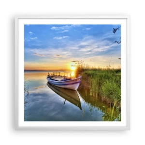 Plakát v bílém rámu - Zátoka splněných snů - 60x60 cm