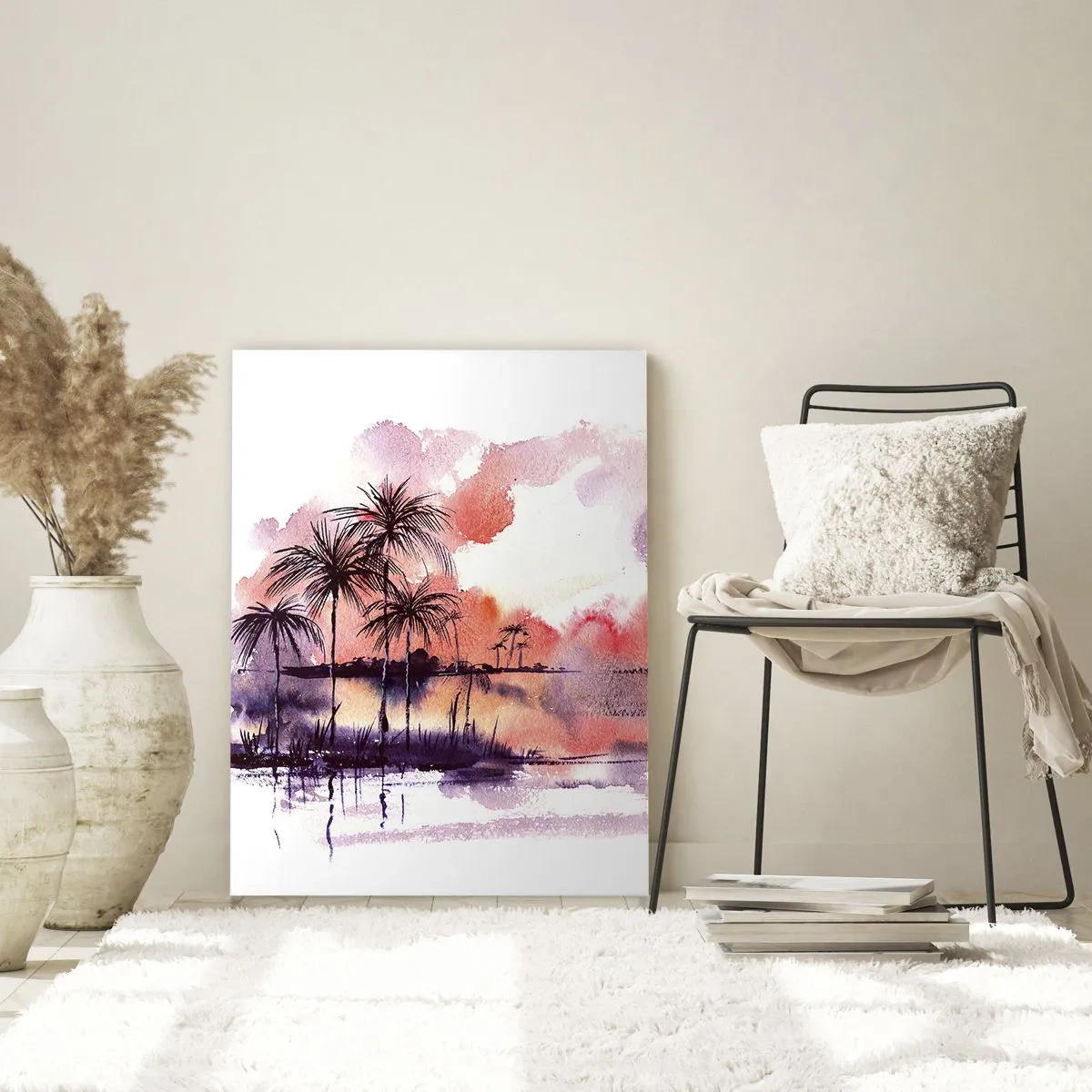 Obraz na skle - Klid tropů v červené - 80x120 cm