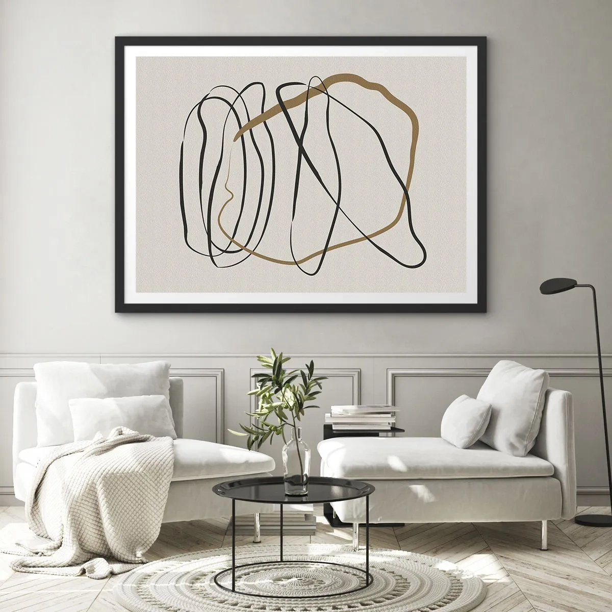 Plakát v černém rámu - Kompozice – tanec ve smyčce - 100x70 cm