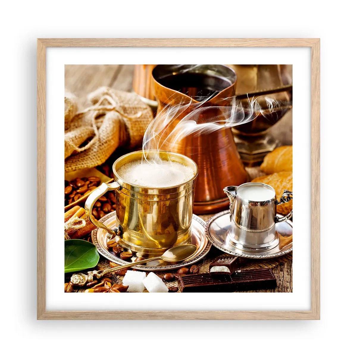 Plakát v rámu světlý dub - Hezký den! - 50x50 cm