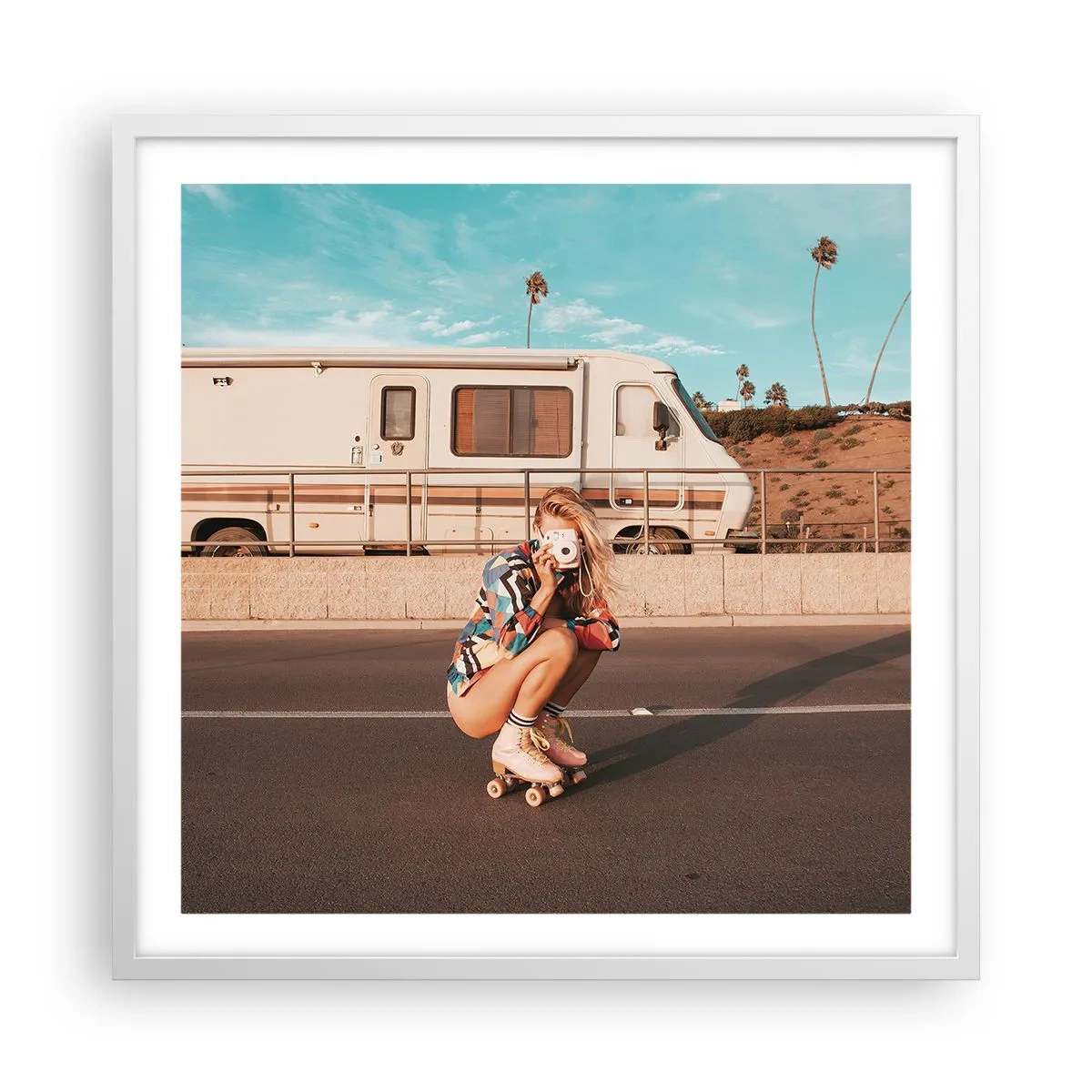 Plakát v bílém rámu - Usmějte se! - 60x60 cm