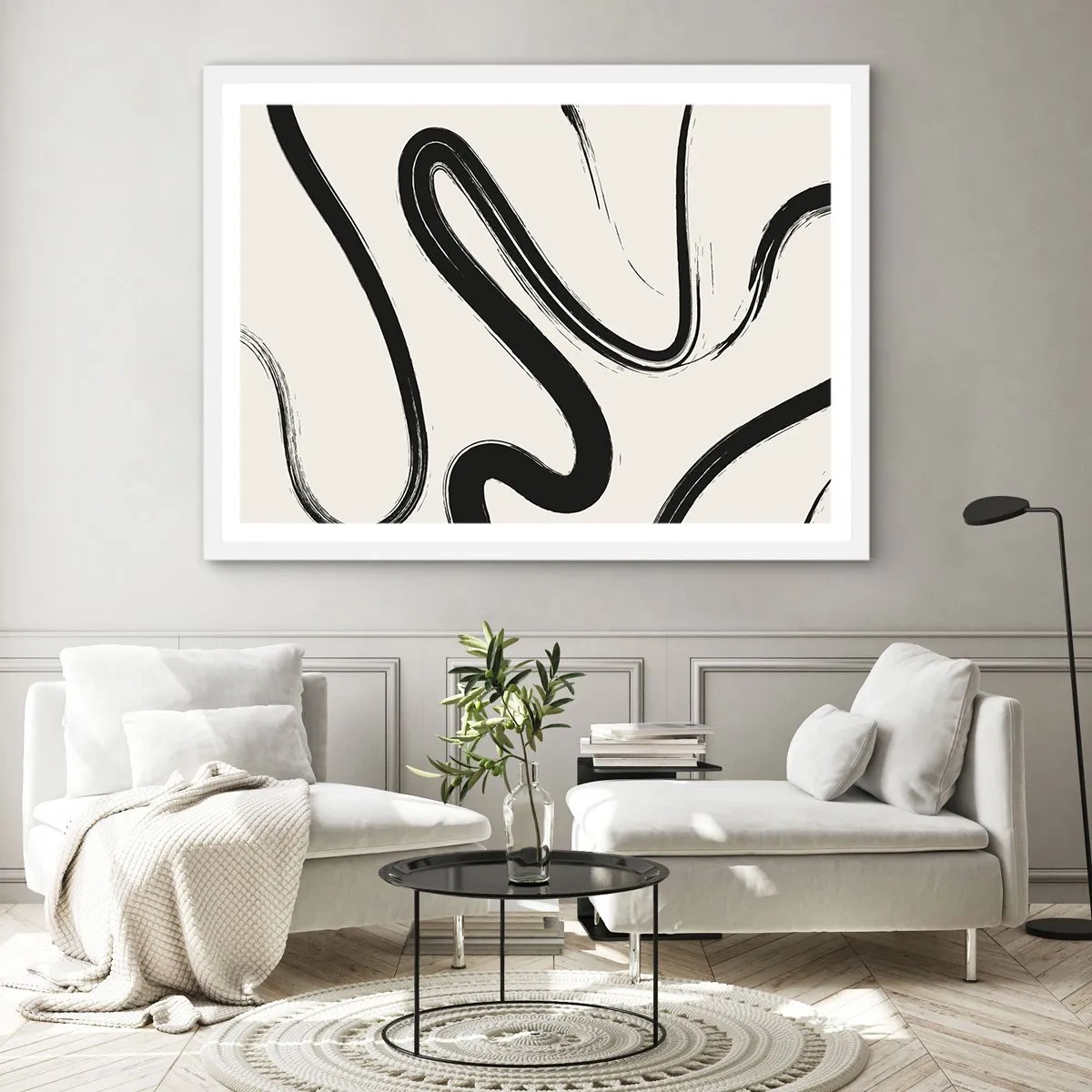 Plakát v bílém rámu - Černobílý rozmar - 70x50 cm