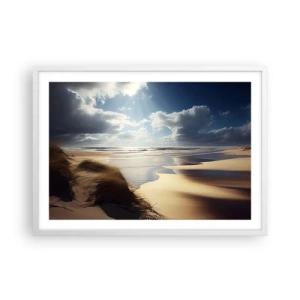 Plakát v bílém rámu - Pláž, divoká pláž - 70x50 cm