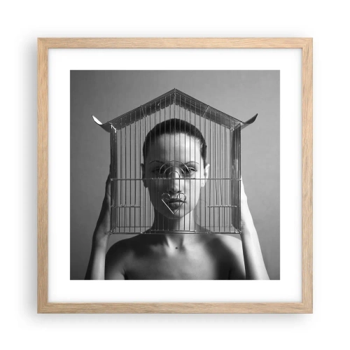 Plakát v rámu světlý dub - Tak trochu surrealistický portrét - 40x40 cm