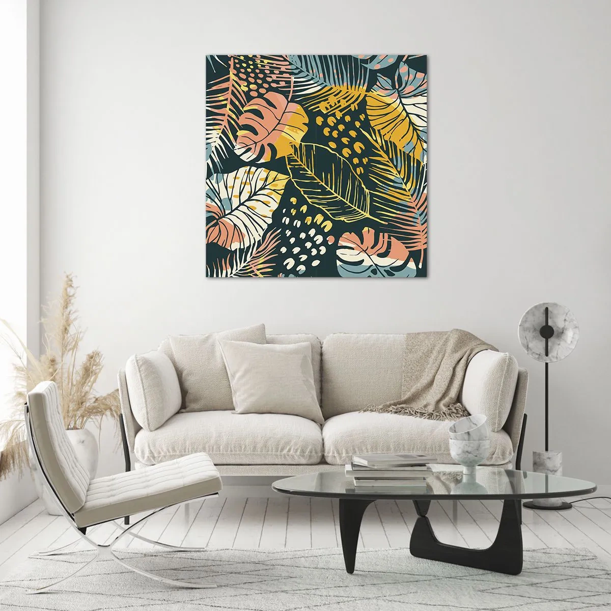 Obraz na skle - Listová fantazie - 70x70 cm