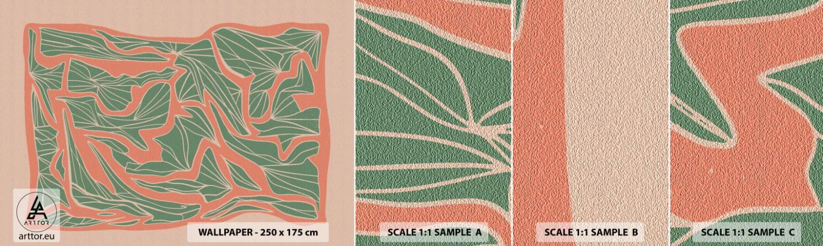 Vzor Fototapety Samolepicí Deluxe Sticker - Souboj korálů a zeleně - Boho, Pastel, Kus - 100x30 cm