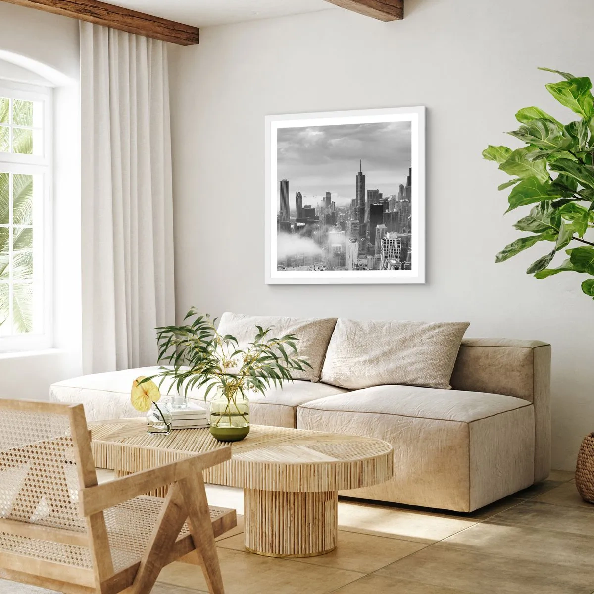 Plakát v bílém rámu - Americká krajina - 60x60 cm