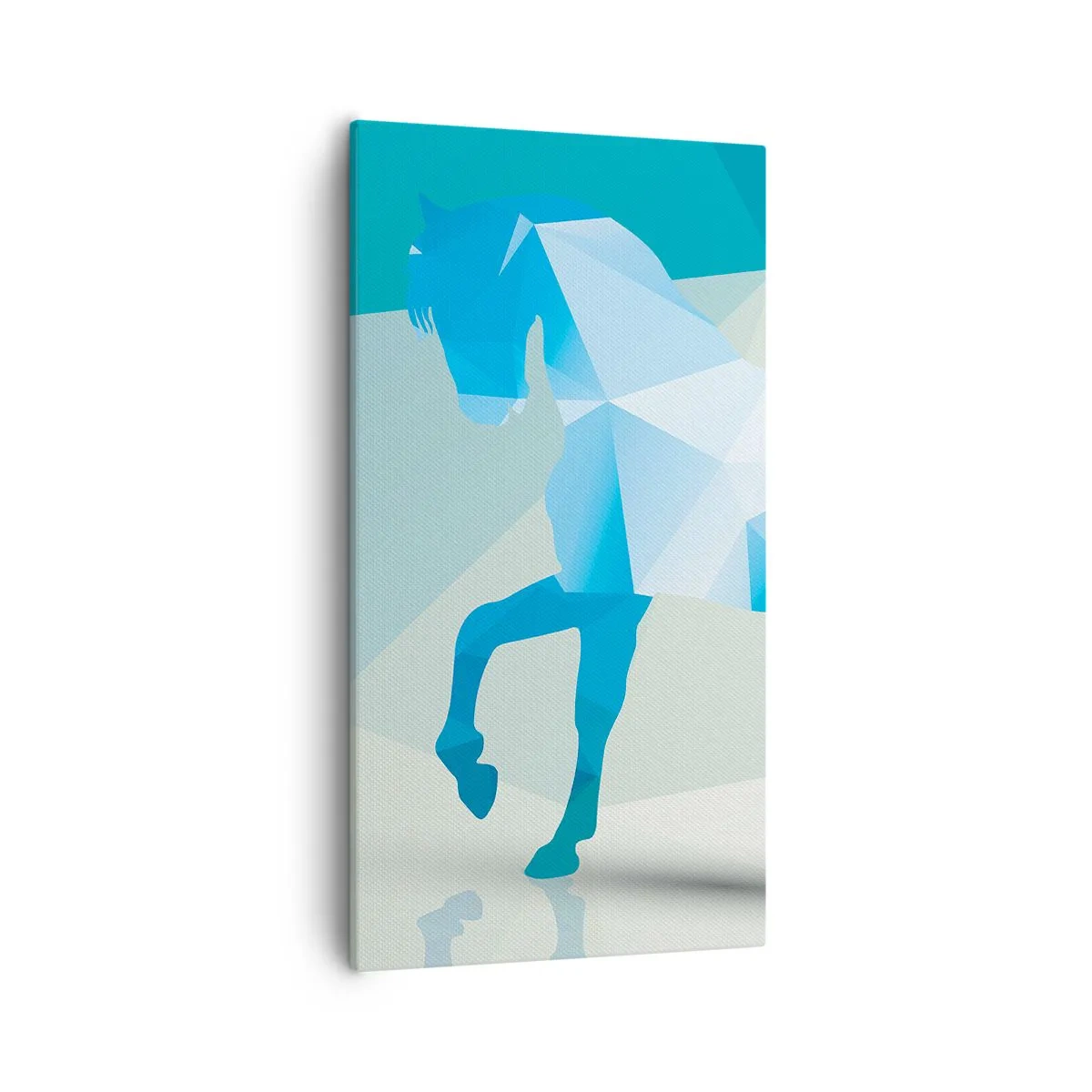 Obraz na plátně - Geometrický kůň v tyrkysu - 55x100 cm