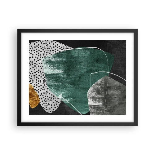 Plakát v černém rámu - Barevná abstrakce se zlatou vločkou - 50x40 cm