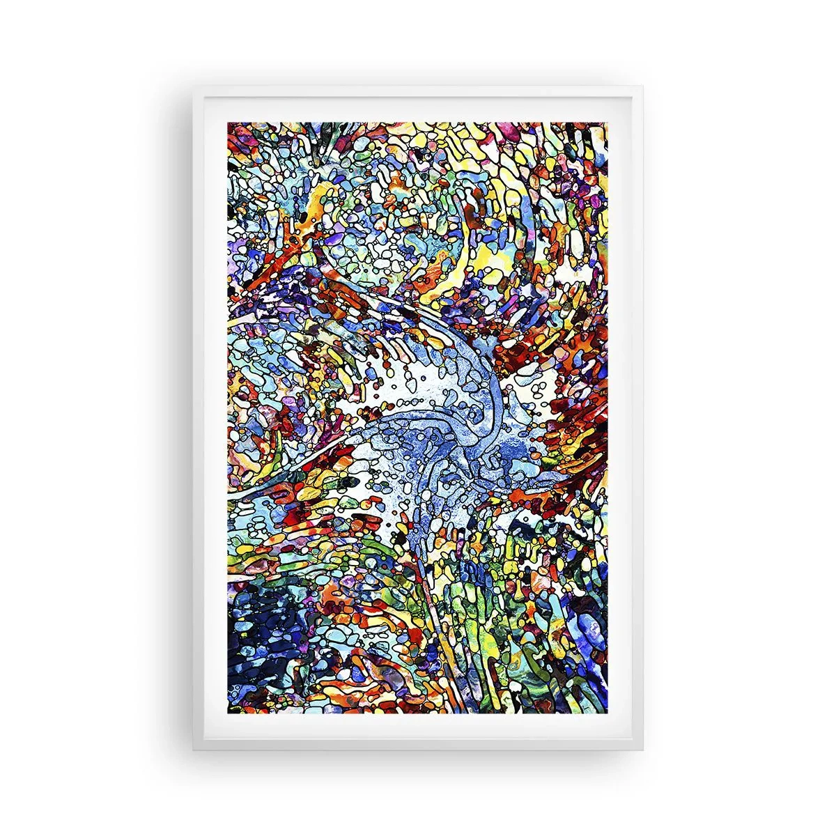 Plakát v bílém rámu - Vitráž s kapkami - 61x91 cm