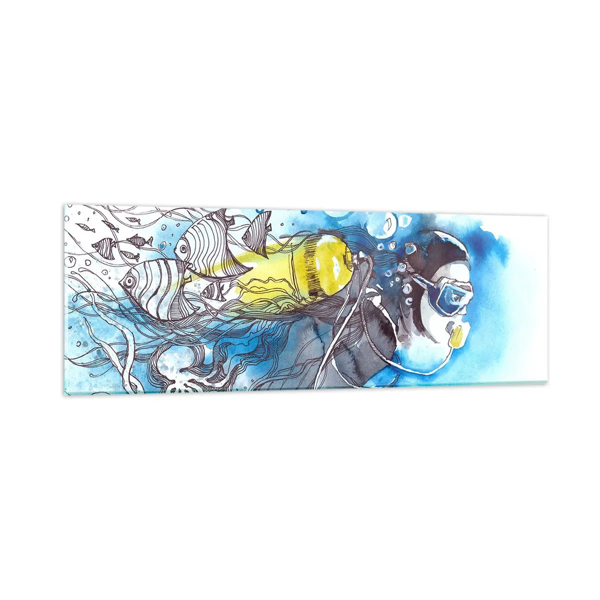 Obraz na skle - Velká modř - 90x30 cm