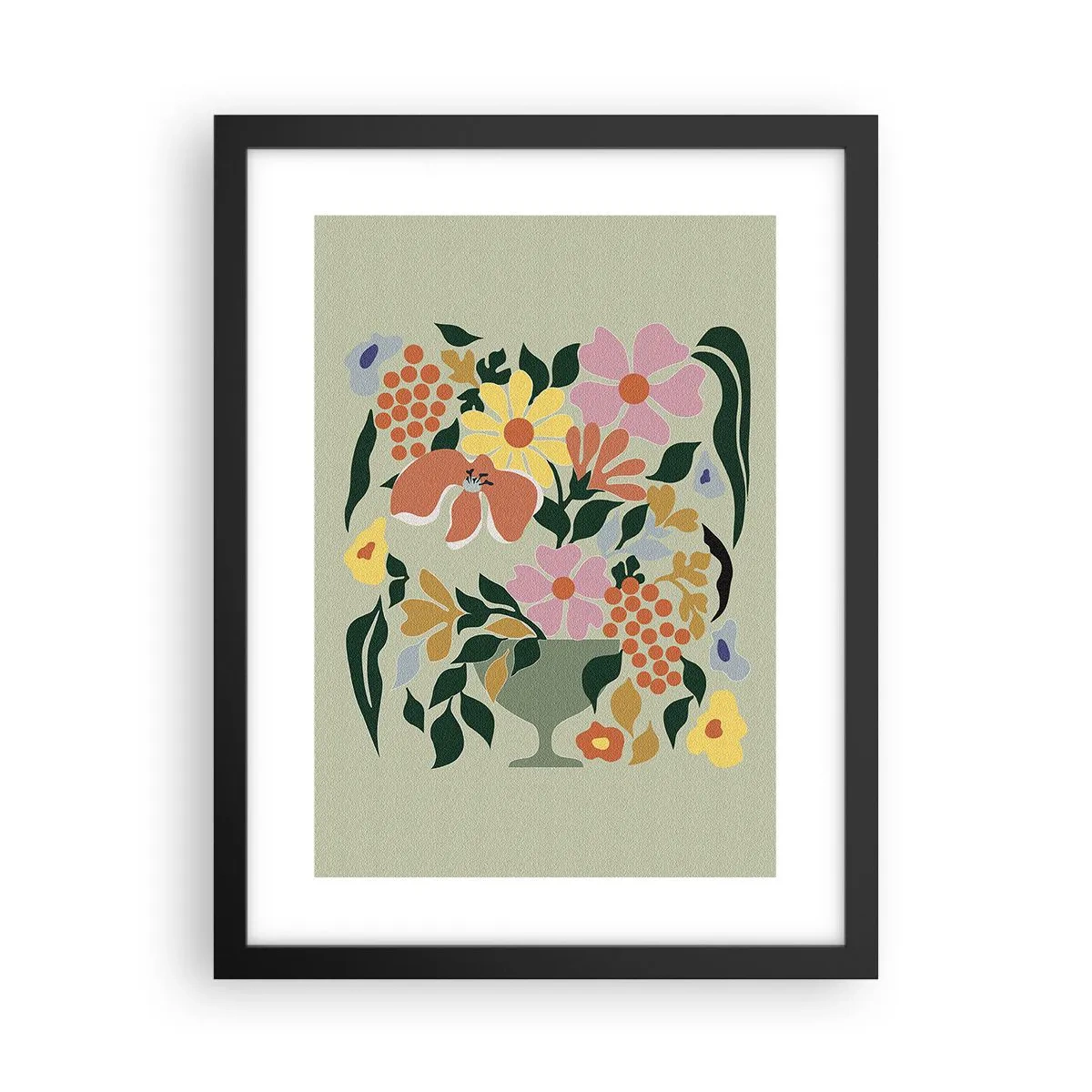 Plakát v černém rámu - Kytice překypující životem - 30x40 cm