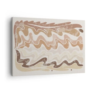 Obraz na plátně - Vlnité abstraktní čáry v béžových odstínech - 70x50cm - Dobrá energie – dobré emoce - Moderní nástěnná dekorace do obývacího pokoje a ložnice ARTTOR