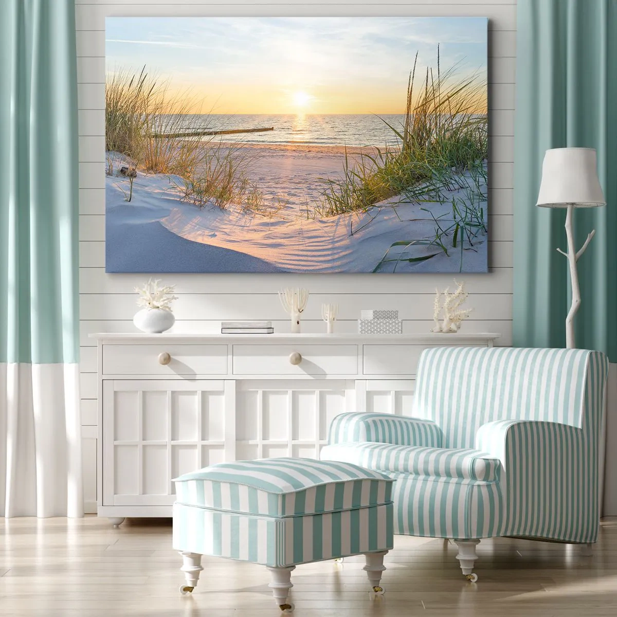 Obraz na plátně - Šumění moře, zpěv ptáků, divoká pláž uprostřed trávy… - 70x50 cm